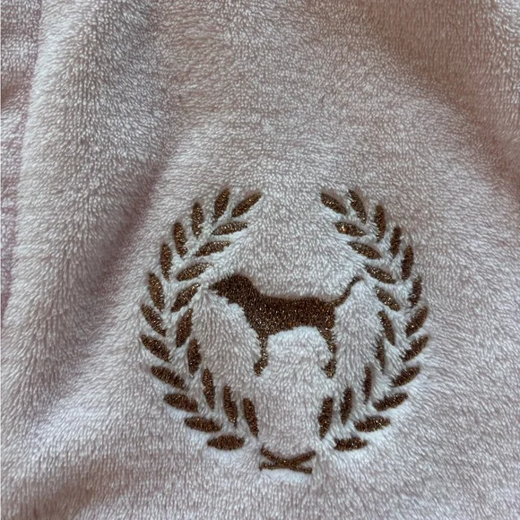 Victoria’s Secret Pink , Small Robe w/hoddie and  with Gold Accents, plush! - Picture 3 of 6